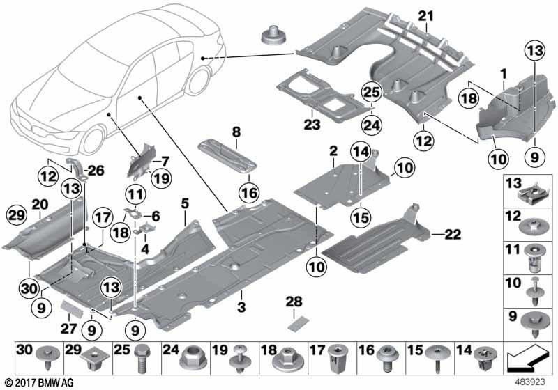 BMW右の本物のアンダーボディ服-M-（51758081182）| 51758081182