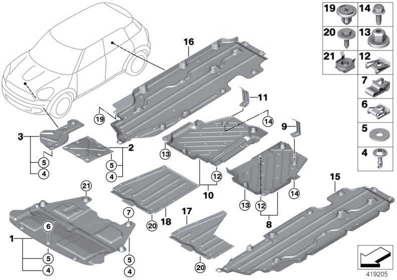 BMW純正エンジンコンパートメントシールドJCWミニ（51759809304）| 51759809304