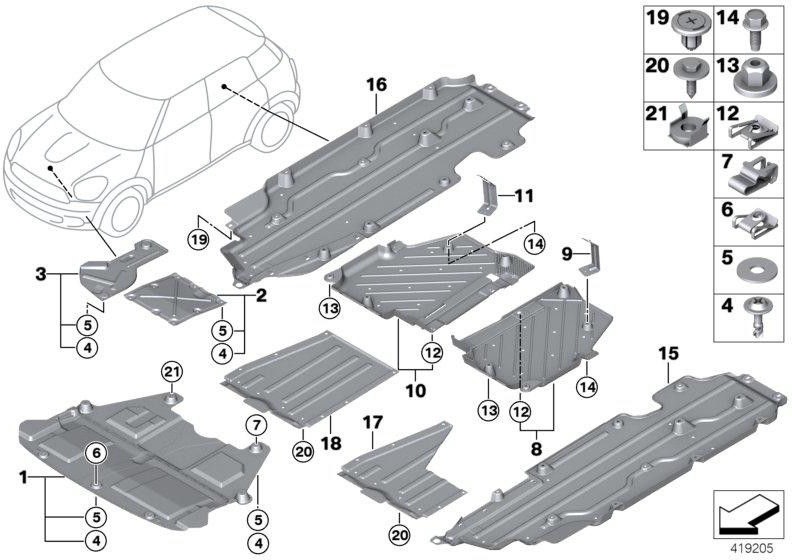 BMW本物のエンジンコンパートメントシールドJCW 4WD HS（51759812733）| 51759812733
