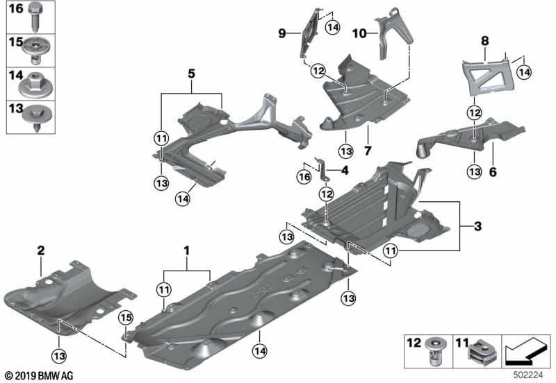 BMW本物のアンダーボディの服の側面。左（51759883653）| 51759883653