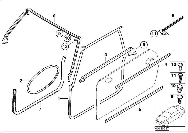 BMW本物のシーリングドア左mini（51767151383）| 51767151383