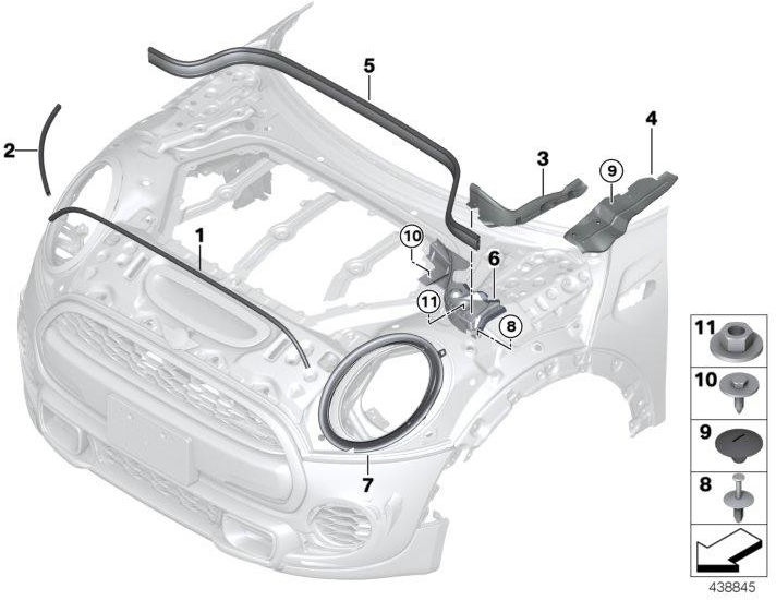 BMW本物のシーリングフロントフラップフロント（51767388091）| 51767388091