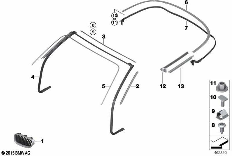 左クロムのBMW純正ストリップ（51767404195）| 51767404195