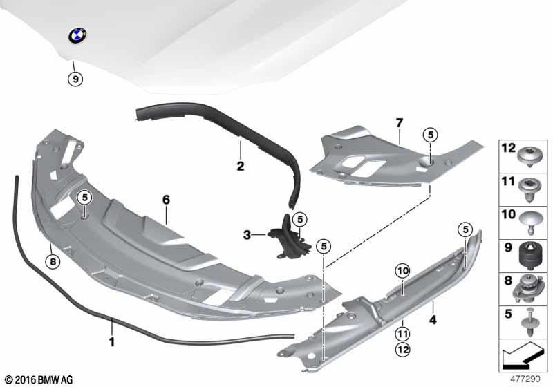 BMW本物のカバーエンジンコンパートメントセンター（51767438428）| 51767438428