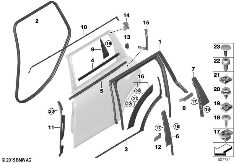 BMW右下の本物のシーリングBピラー（51769447720）| 51769447720
