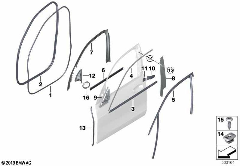 BMW本物のエッジ保護ドアフロント（51769465542）| 51769465542