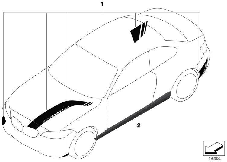 BMW純正スイラービートは、右SWに塗装されています。 Matt / L3FZ（51772462918）| 51772462918