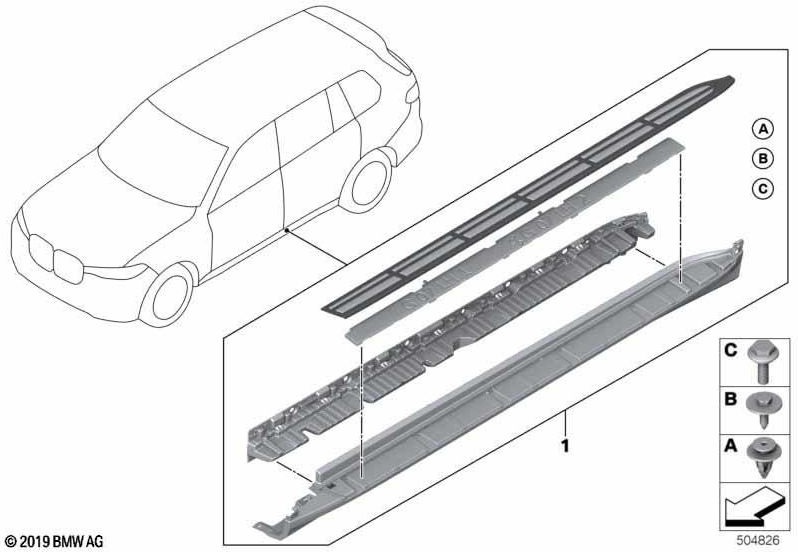 BMW純正サプリメントキングダムアルミニウムスターティングボード（51772475466）| 51772475466