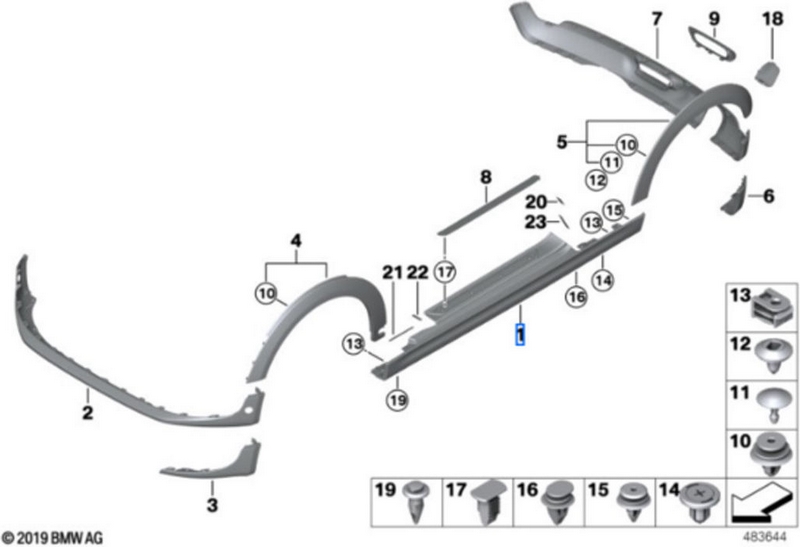 BMW右側の本物の敷居クラッド（51775A3DE52）| 51775A3DE52