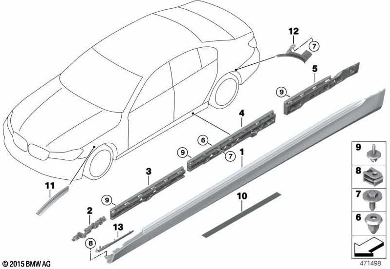 BMW本物のシルクラッディングプライミング右（51777459968）| 51777459968
