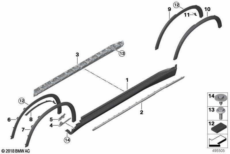 BMW左後部の本物のRadlaufカバー（51777468827）| 51777468827