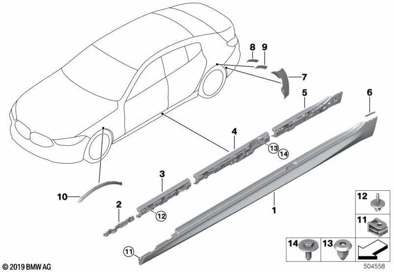 左MSP（51778747265）にプライミングされたBMW本物のクラッディングスウィラー| 51778747265