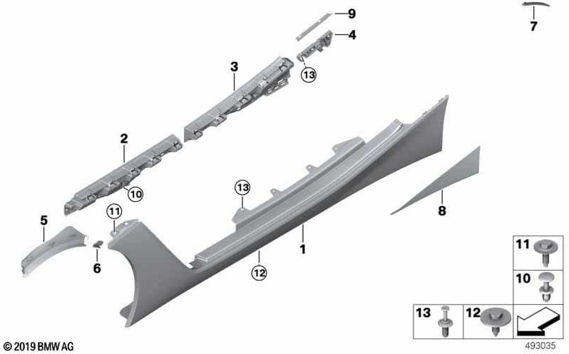 BMW純正クラッディングSweiller Primed Right（51779463798）| 51779463798
