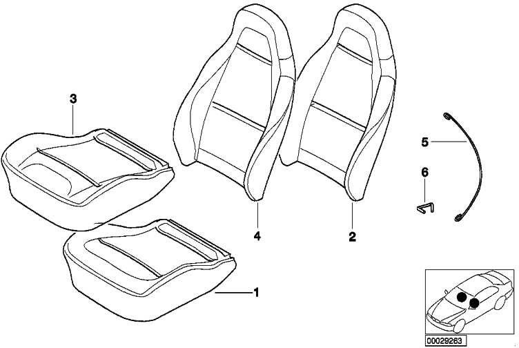 BMW本物のカバーシートレザーQ6SWブラックZ3（52102693087）| 52102693087