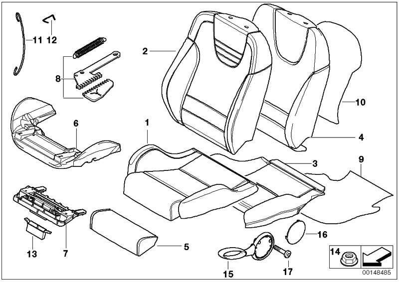 BMW純正カバーRecaro Sportlehneレザー右パンサーブラックミニ（52106966586）| 52106966586