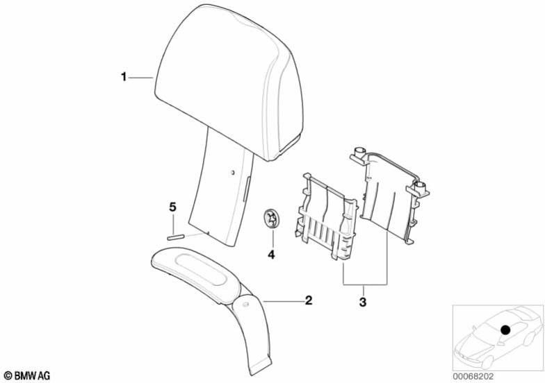 BMW右ブラックの本物のブレンドヘッドレスト（52107000136）| 52107000136