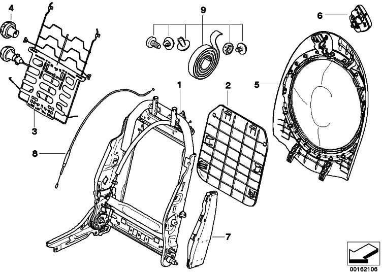 BMW左ミニの本物のバックレストフレーム（5210726885）| 5210726885