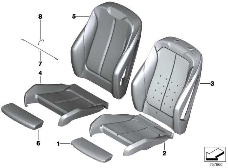 BMW純正カバースポーツシートファブリック/レザー右無煙炭（52107308738）| 52107308738