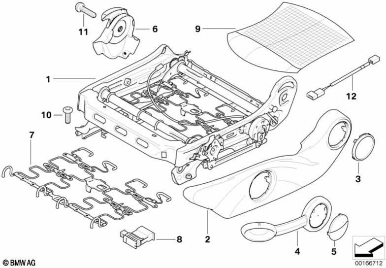 BMW本物のシートメカニック左（52107335409）| 52107335409