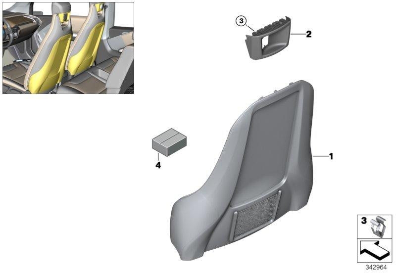 BMW本物のバックワンドカルムグラウ（52107365615）| 52107365615