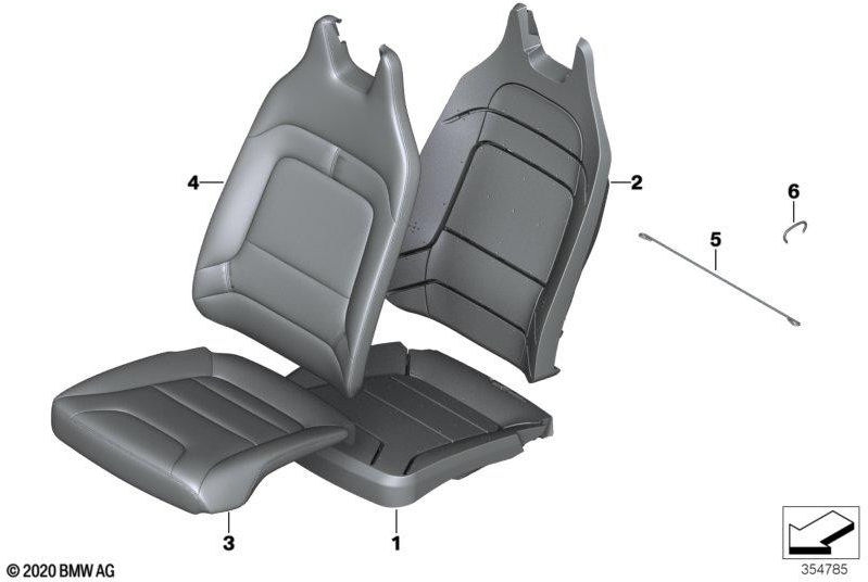 BMW本物のカバーバックレストファブリック/レザー右カッシア（52107365686）| 52107365686