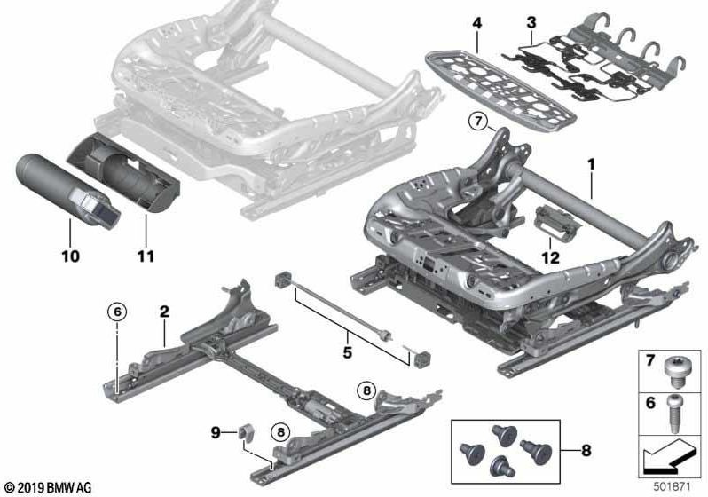 BMW左側の本物のシートフレームワークコンフォートシート（52107367545）| 52107367545