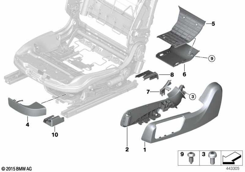 BMW内側の黒の本物の絞りレール（52107374321）| 52107374321