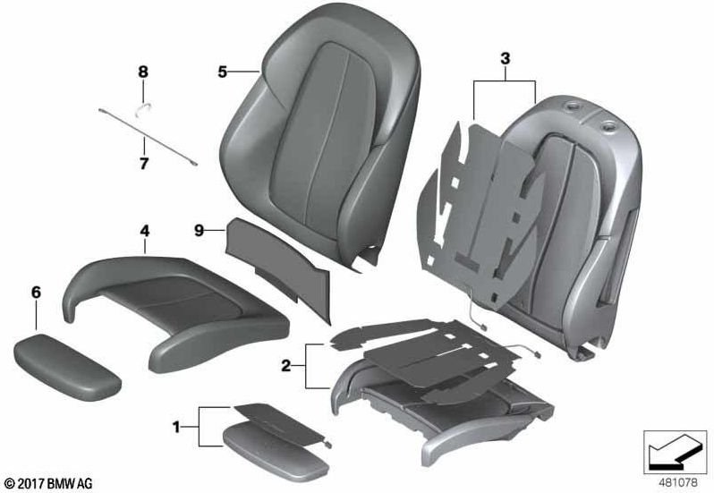 BMW純正カバースポーツシートレザー左キャンベリブ（52107374871）| 52107374871