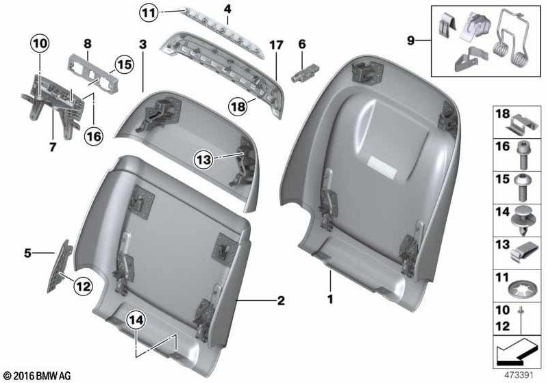 BMWの本物のバックワンドの快適シートは黒（52107409624）| 52107409624