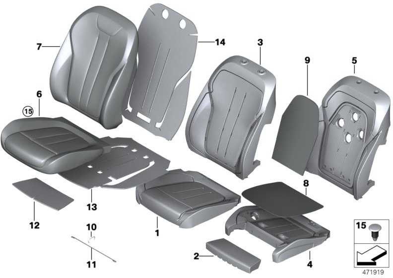 BMW本物のカバーコンフォートバック左LCEW elf.weiss x5 x6（52107411463）| 52107411463