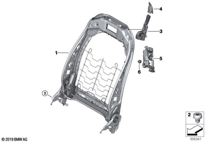 BMW右側の本物のバックレストフレーム（52107421860）| 52107421860