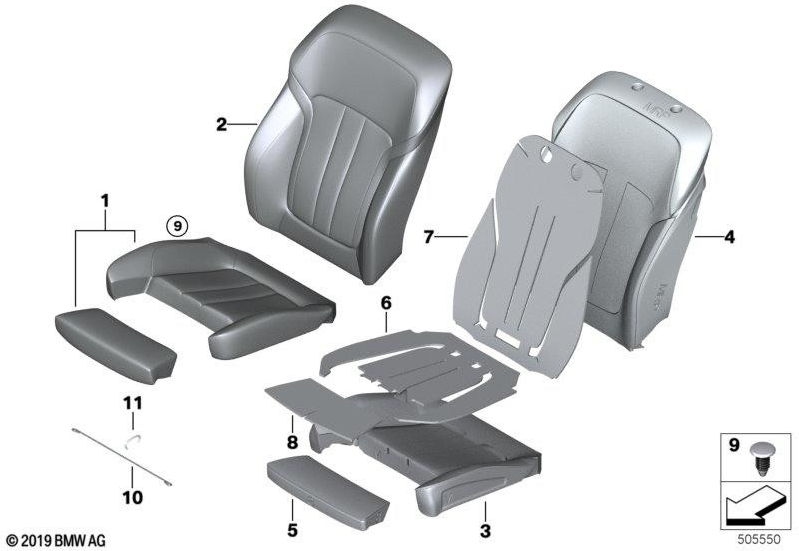 BMW純正カバーコンフォートレザーブラック（52107457755）| 52107457755