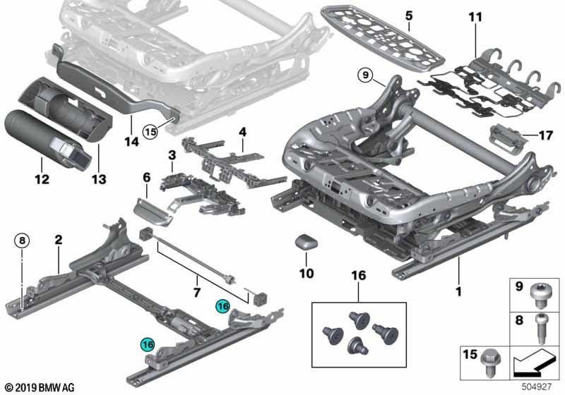 BMW純正シートフレームは電気的に左（52107459215）| 52107459215