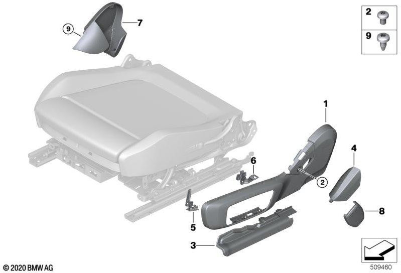 BMW本物のブレンドシート電気的に左黒（52107469671）| 52107469671
