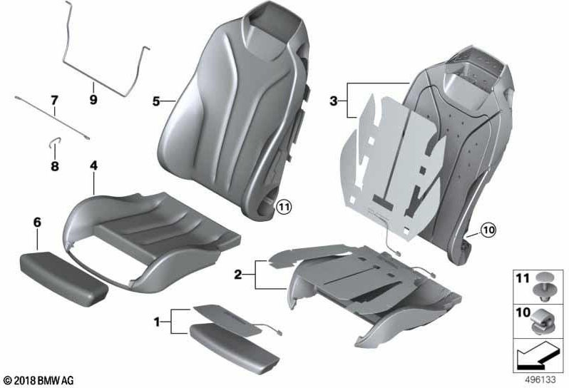 BMW純正カバースポーツシートレザー右コニャック（52107479776）| 52107479776