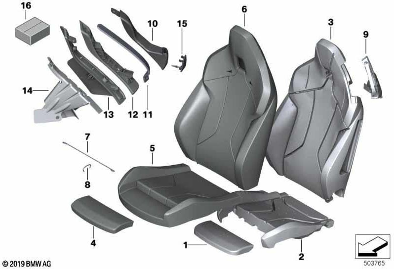 BMW本物のカバースポーツシートレザー右コニャック（5210749906）| 5210749906