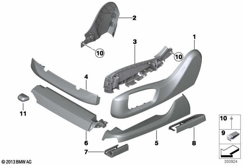 BMW本物のブレンド座席レールは正面の左黒（52107499989）| 5210749989