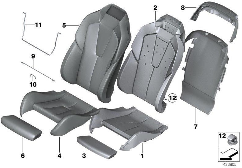 BMW本物のカバーコンフォートバッククリメートレザー左LKSW、X3SW SCHW（52108066557）| 52108066557