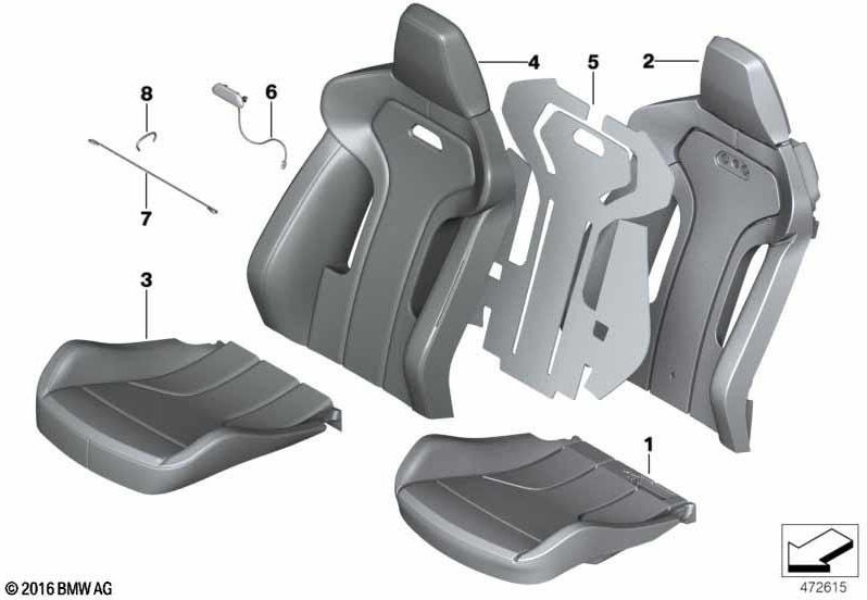 BMW純正カバースポーツシートレーネレザー右GTS（52108068576）| 52108068576