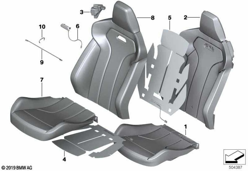 BMW本物のカバースポーツシートレザー左黒/オレンジ（52108075381）| 52108075381