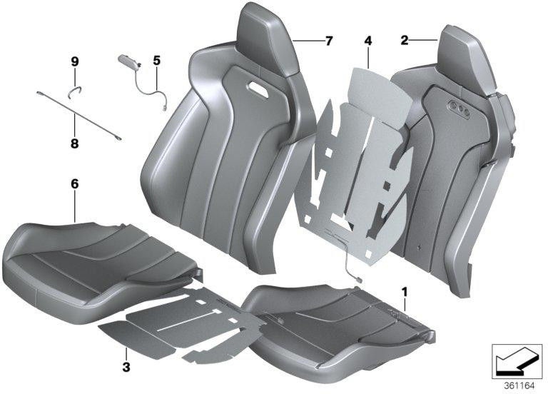 BMW本物のカバースポーツシートレザー左黒/青（52108075385）| 52108075385