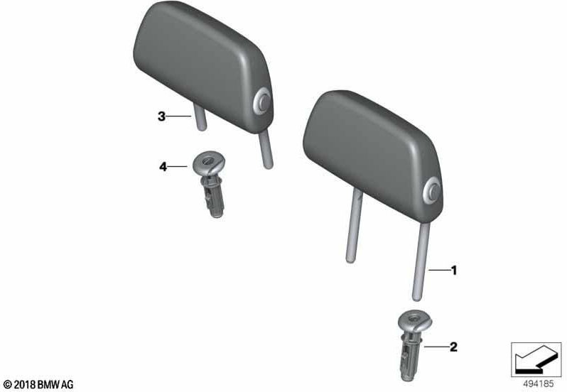 BMW純正折りたたみヘッドサポートバックブラックの中央にある革（52205A05982）| 52205A05982