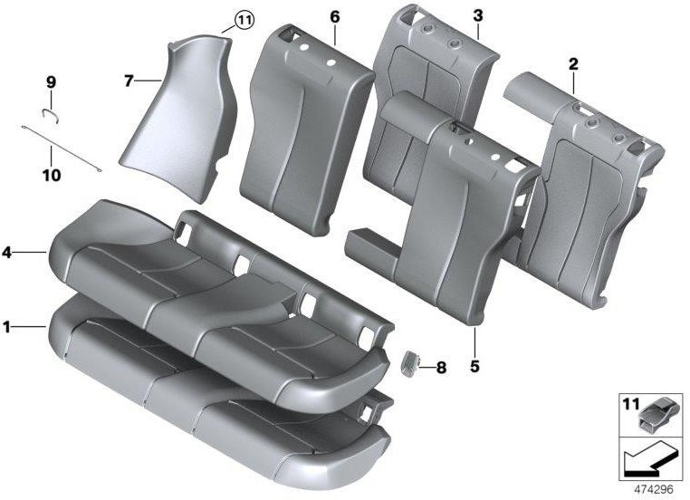BMW本物のカバーシートレザーコーラルレッド（52207384302）| 52207384302