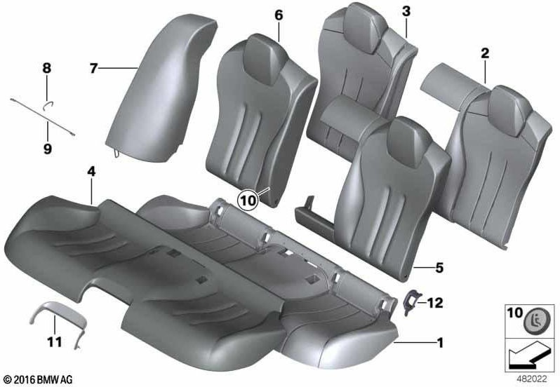 BMW本物のカバーバックレストレザーは、イレブンホワイト/シュウを残します。 （52207388299）| 52207388299