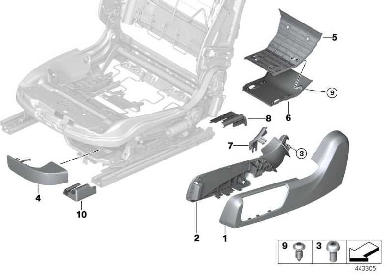 bmw背面の外側の本物の絞り棚左ブラック4er（52207401227）| 52207401227