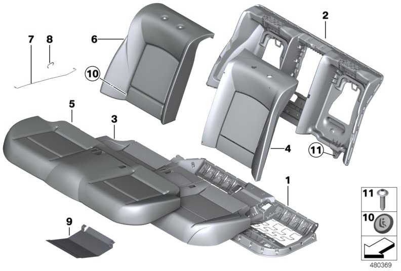 BMW本物のボタンISOFIX 1ピン、グレー7シリーズ5シリーズ（52207422988）| 52207422988