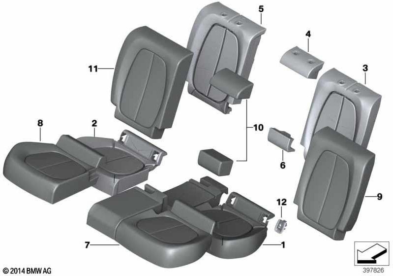 BMW右黒の本物のカバーシートレザー（52207466830）| 52207466830
