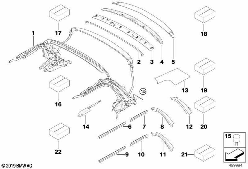 左前面にあるBMW本物のレールシール（54342758101）| 54342758101