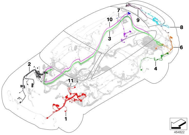BMW正面右にセットされた本物の代理人ケーブル（61116845531）| 61116845531