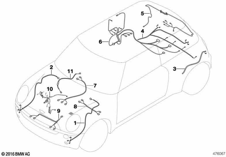 BMW右側にセットされた本物の担当者ケーブル（61119227252）| 61119227252